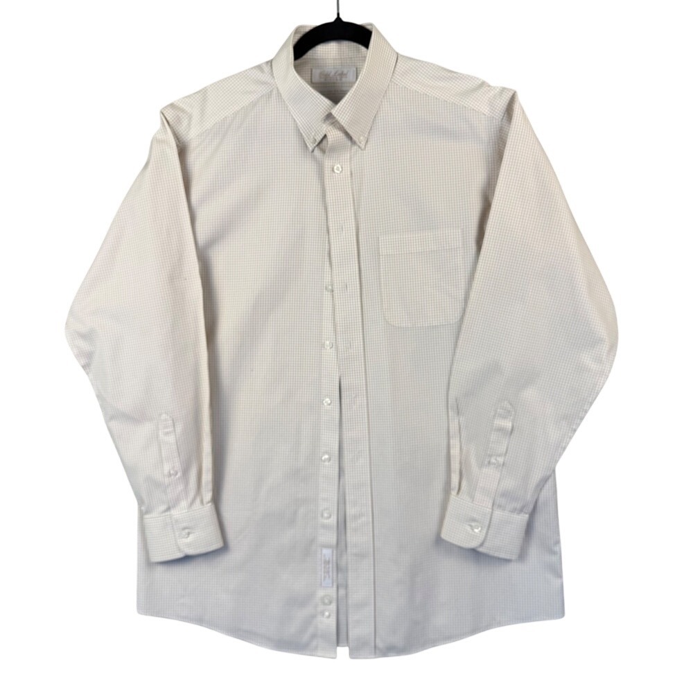 Roundtree & Yorke Gold Label Fitted Dress‎ Shirt Mens 16 34 Tan Check Business